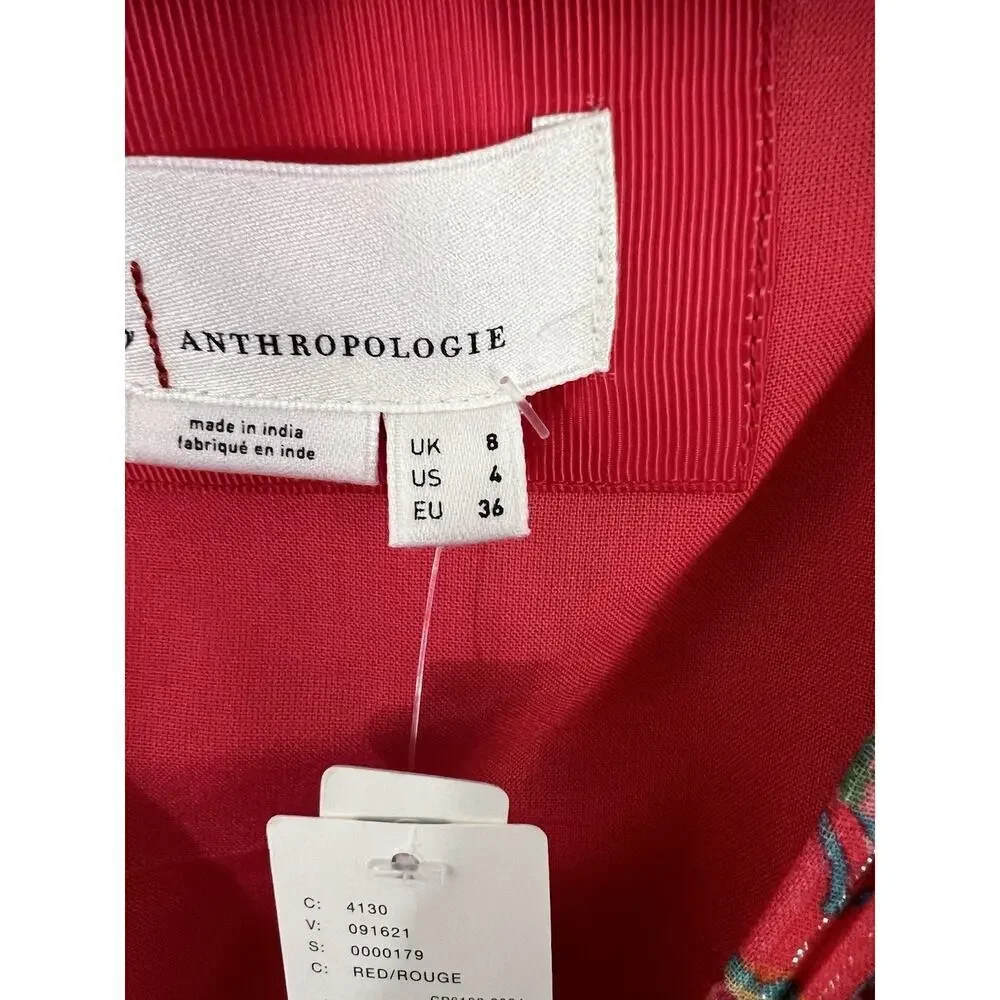 Anthropologie Katerina Lurex Button Front Floral Midi Dress Size 4 NWT - Picture 5 of 8